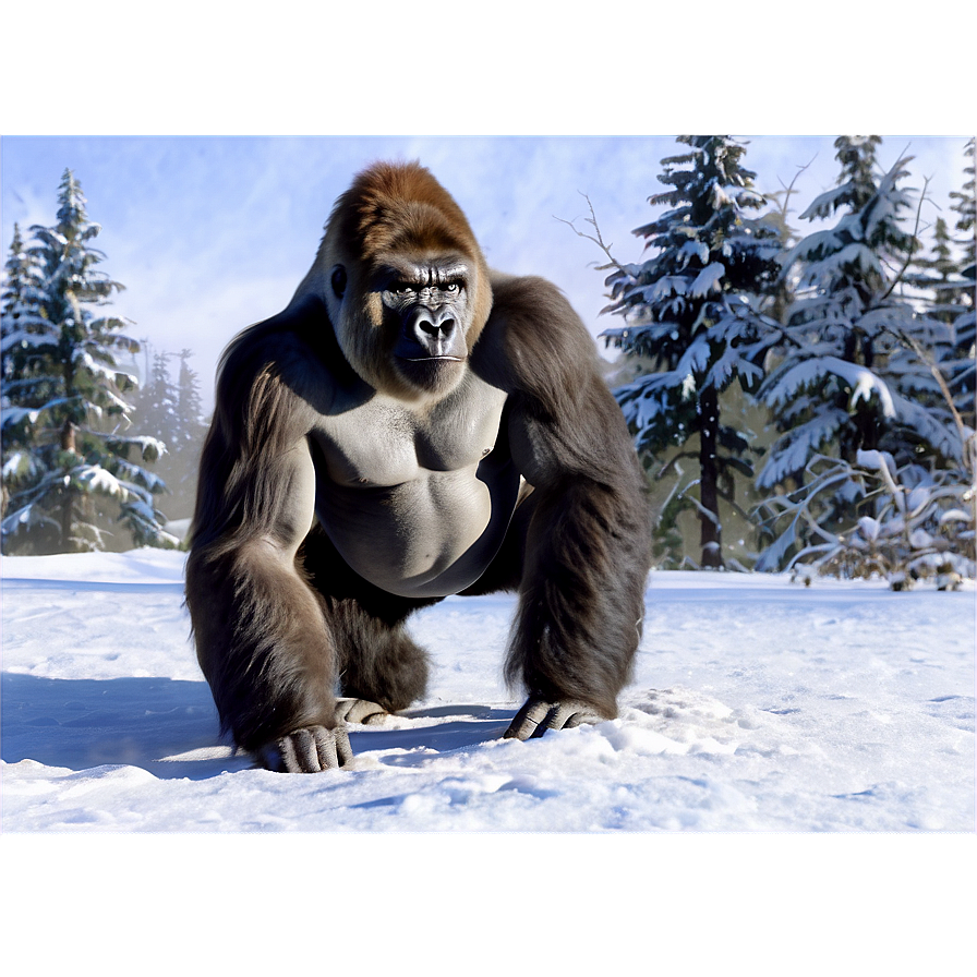 Gorilla In Snow Scene Png Uyd92