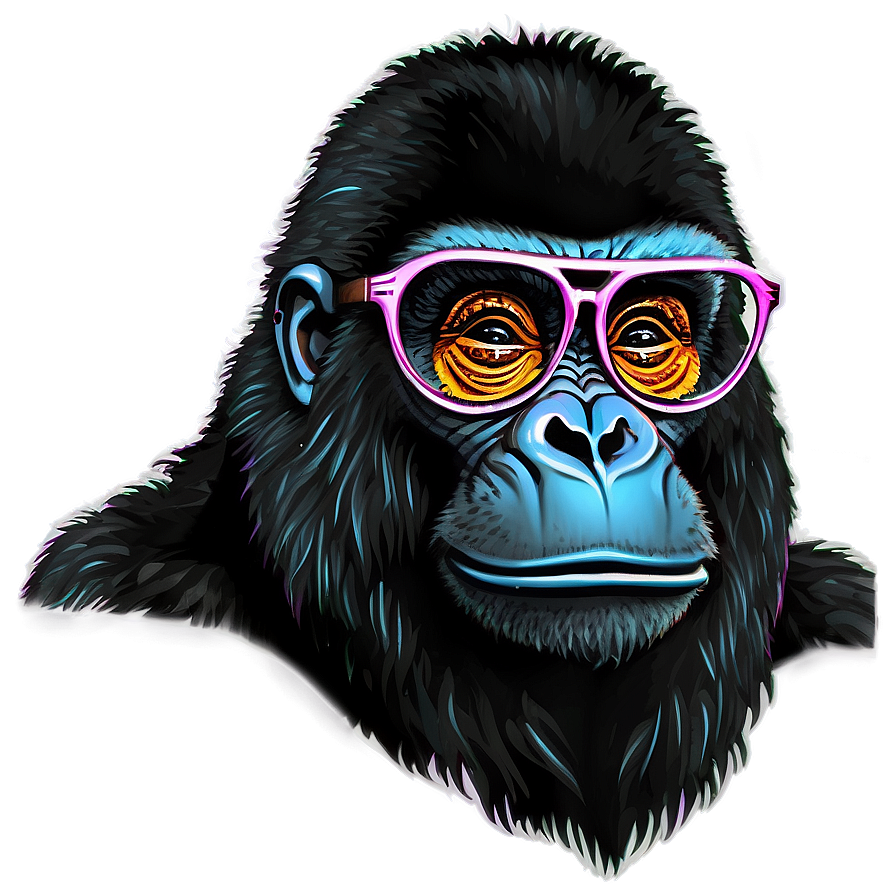 Gorilla With Round Glasses Png Aev