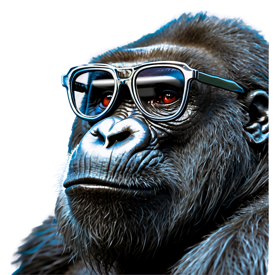 Gorilla With Trendy Glasses Png Agt36