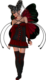 Gothic Fairyin Redand Black