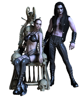 Gothic Fantasy Couple_ Dark Throne Pose