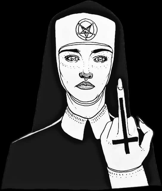 Gothic Nun Gesture Artwork