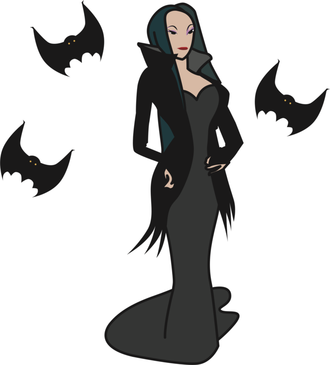 Gothic Vampire Cartoon Femalewith Bats