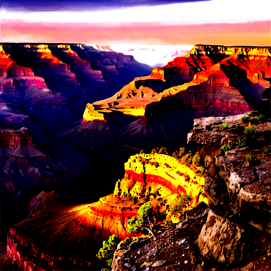 Grand Canyon South Rim Panoramic Png Fhh15