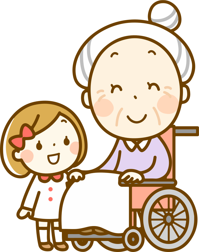 Grandchild With Grandmother Cartoon