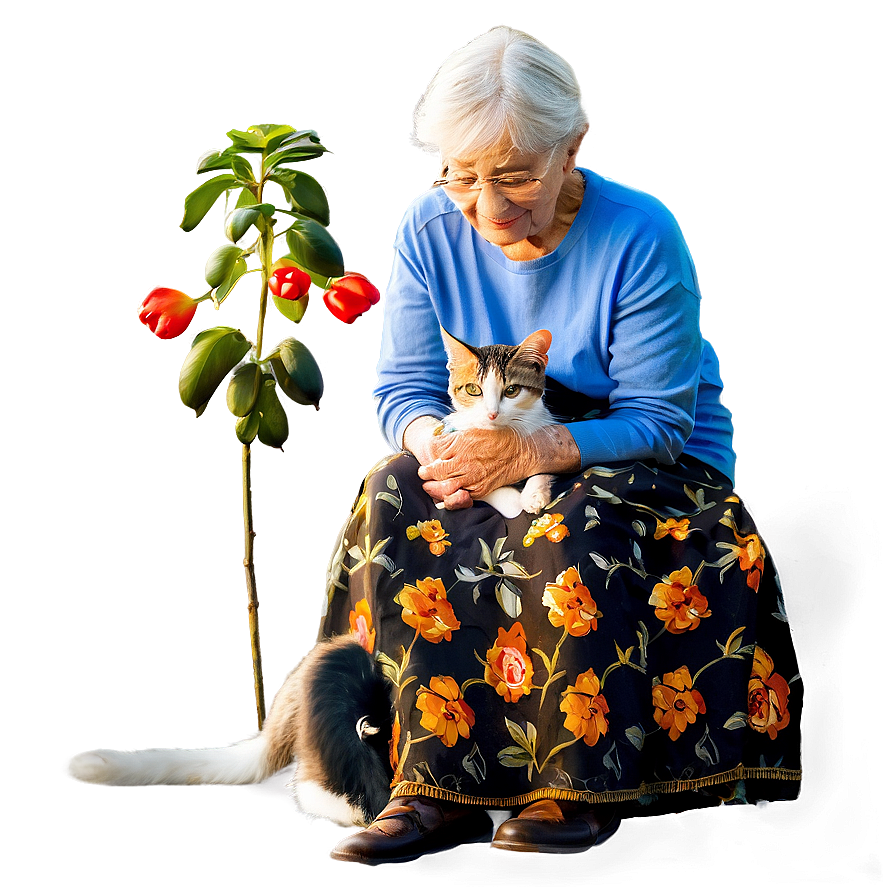 Grandmother With Cat Png Wvt74