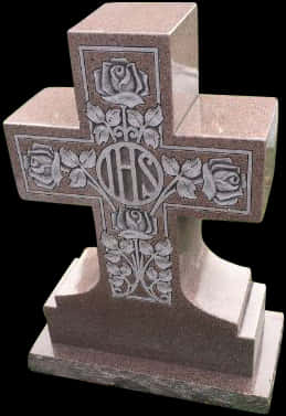 Granite Crosswith Rosesand I H S Monogram