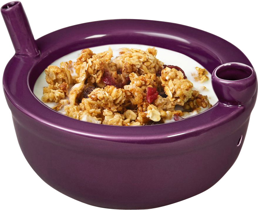 Granola Cerealin Purple Bowl With Milk Spout