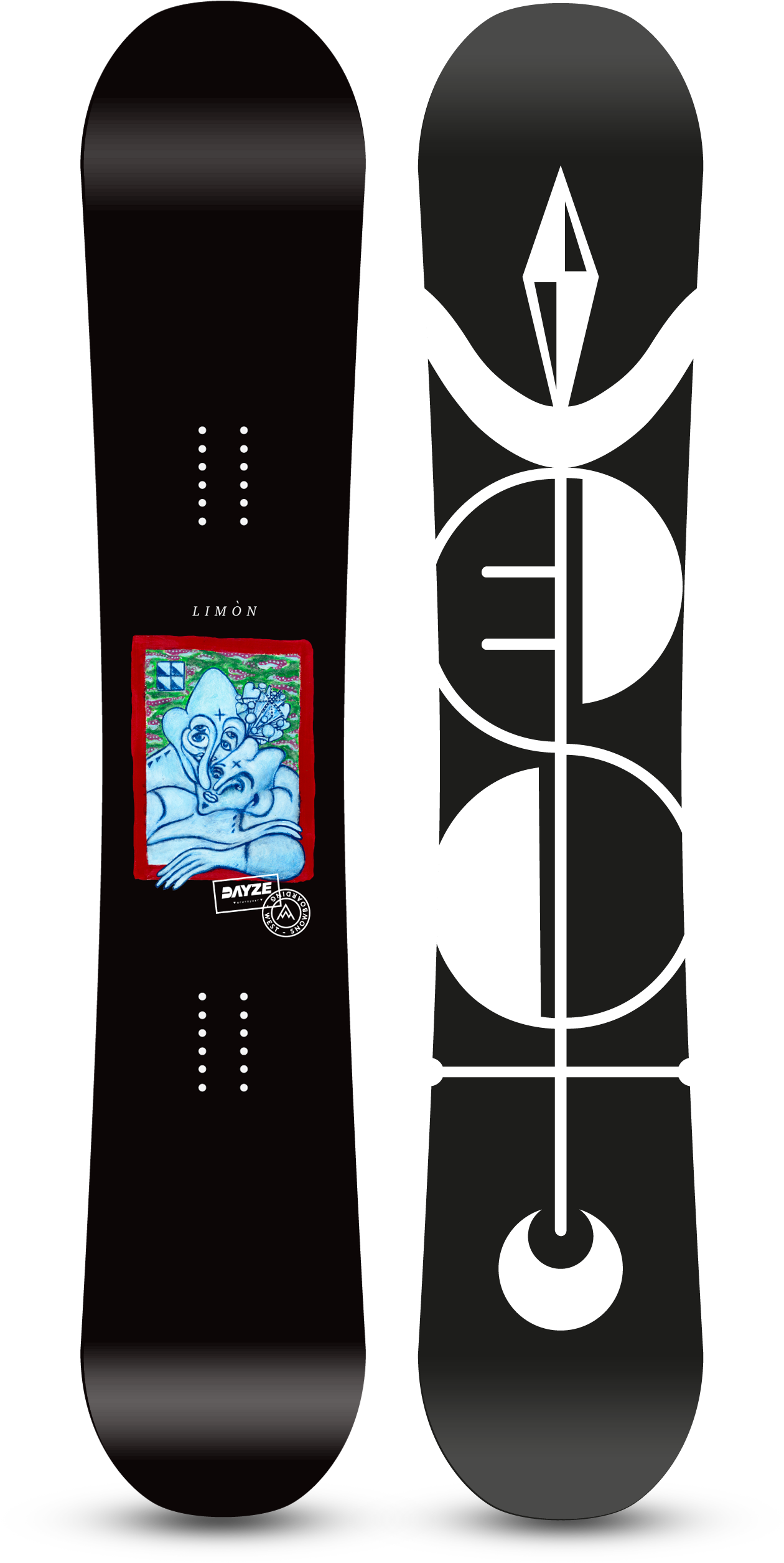 Graphic Design Snowboard Topand Bottom View