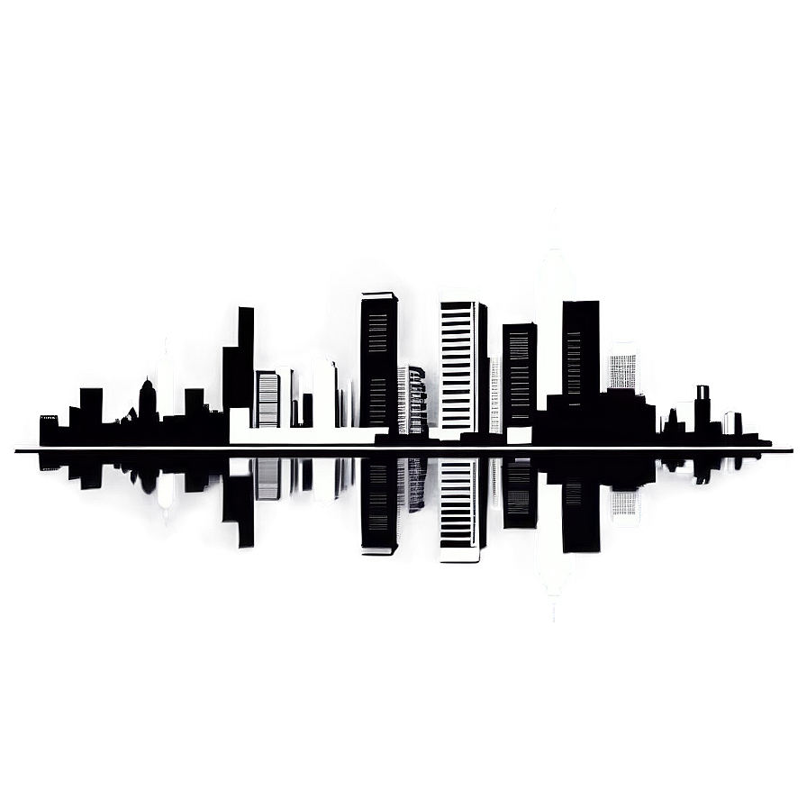 Grayscale City Skyline Png 68