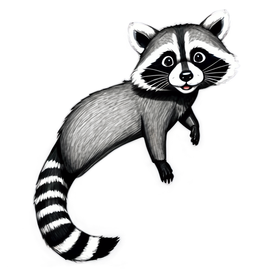 Grayscale Raccoon Sketch Png Pdh31