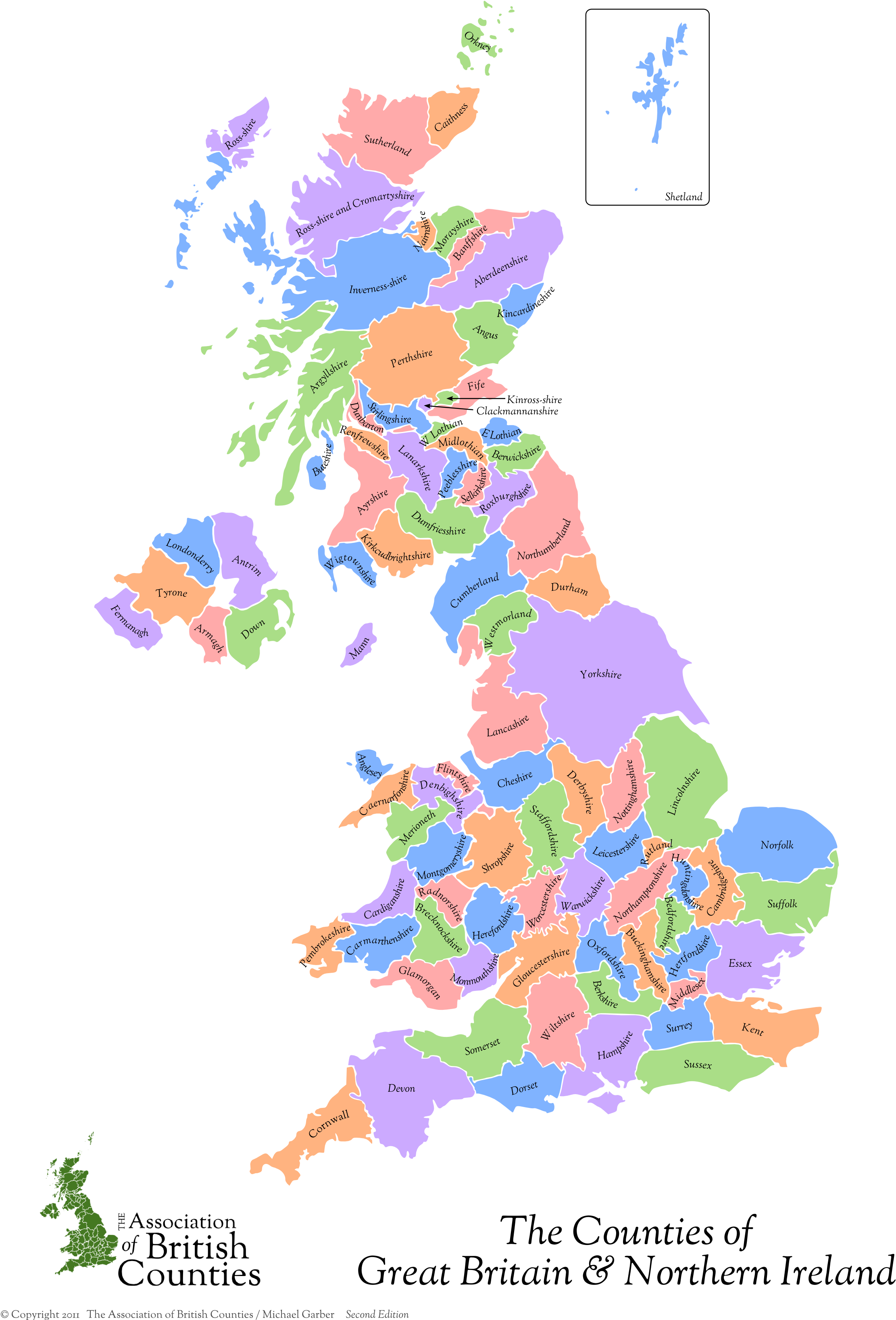 Great Britainand Northern Ireland Counties Map