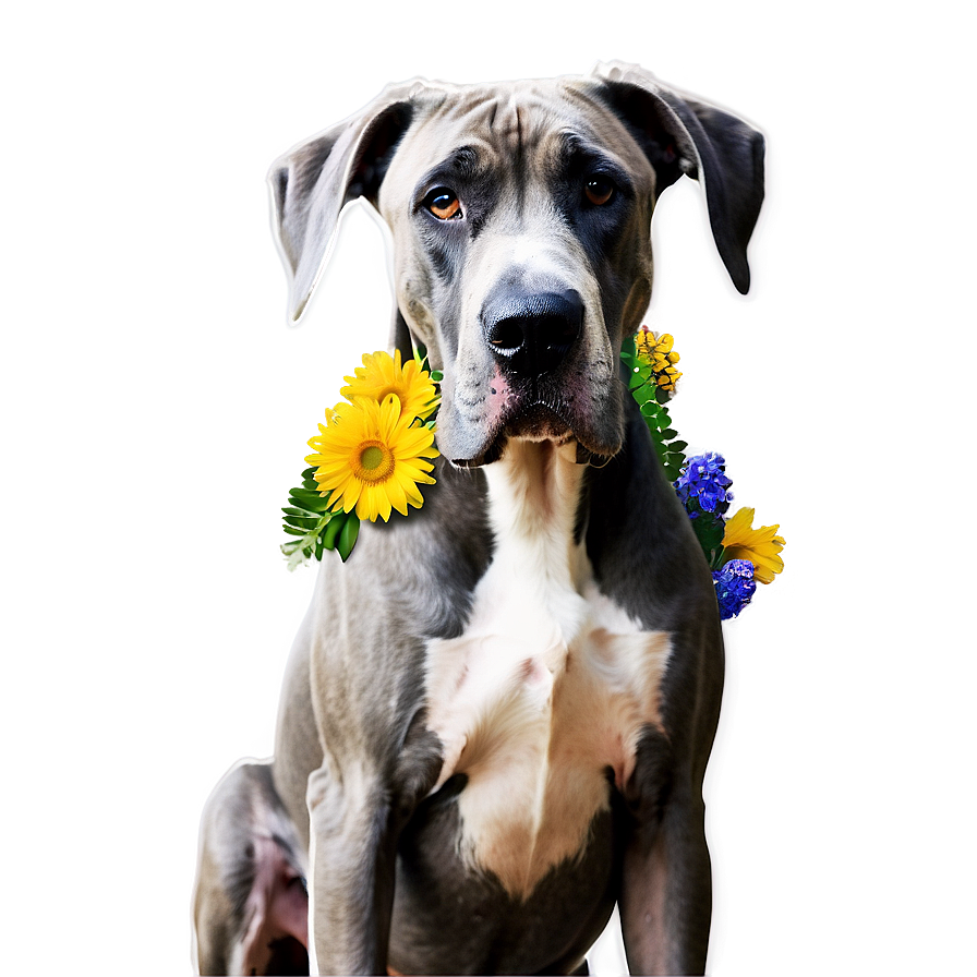 Great Dane With Flowers Png Vhr12