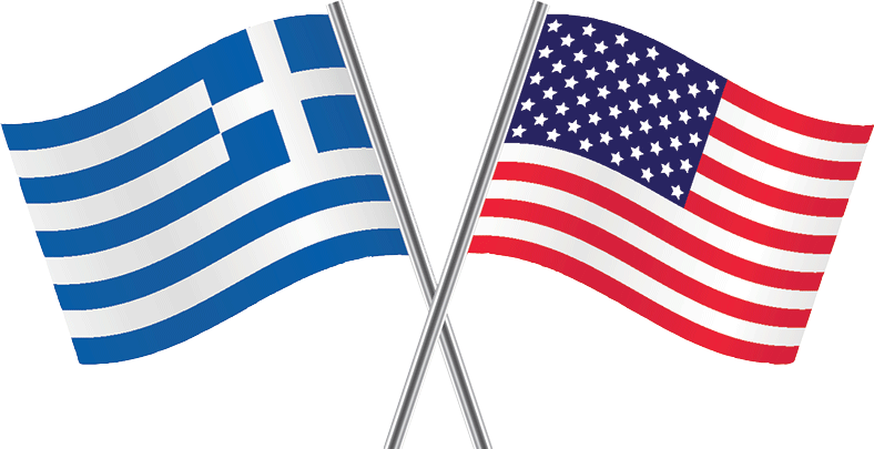 Greekand American Flags Crossed