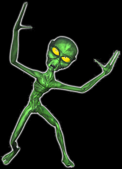 Green Alien Gesture Illustration