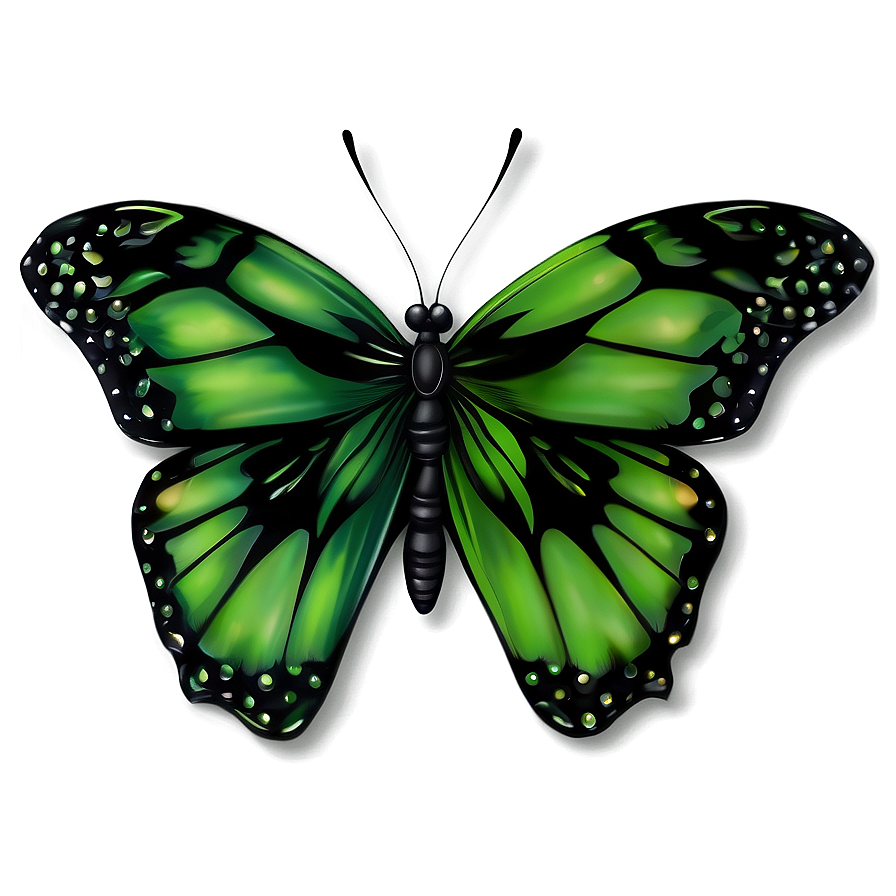 Green And Black Butterfly Design Png Jpe