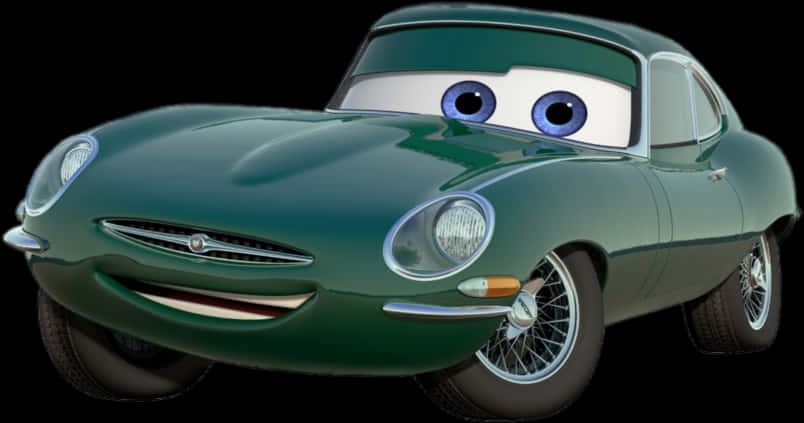 Green Animated Classic Car Character