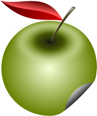 Green Apple With Red Leaf