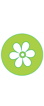 Green Background White Flower Icon