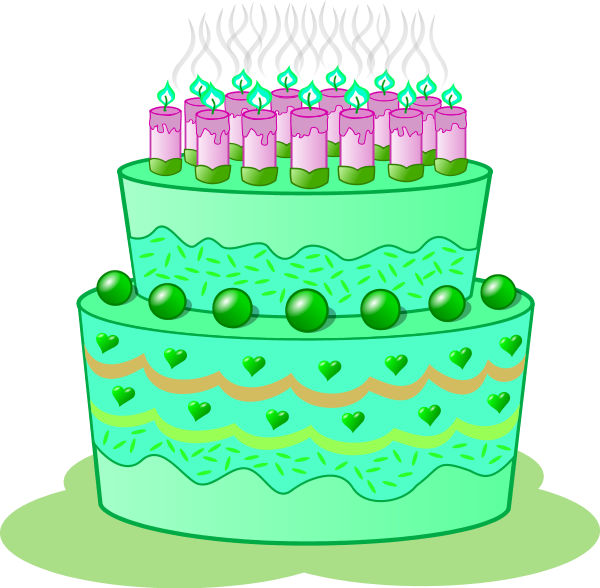 Green Birthday Cake Illustration