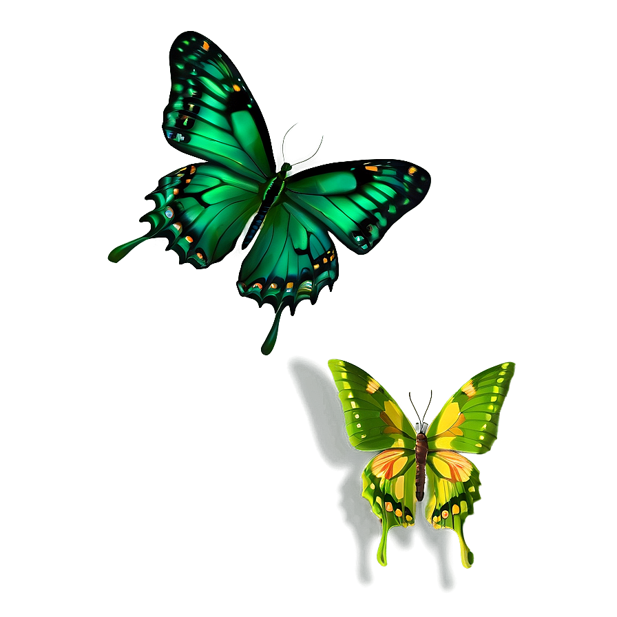 Green Butterfly Landing Png 79