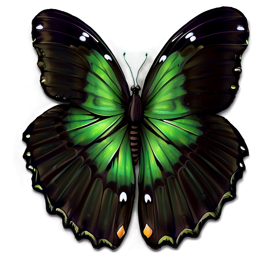 Green Butterfly Wings Spread Png Djm52