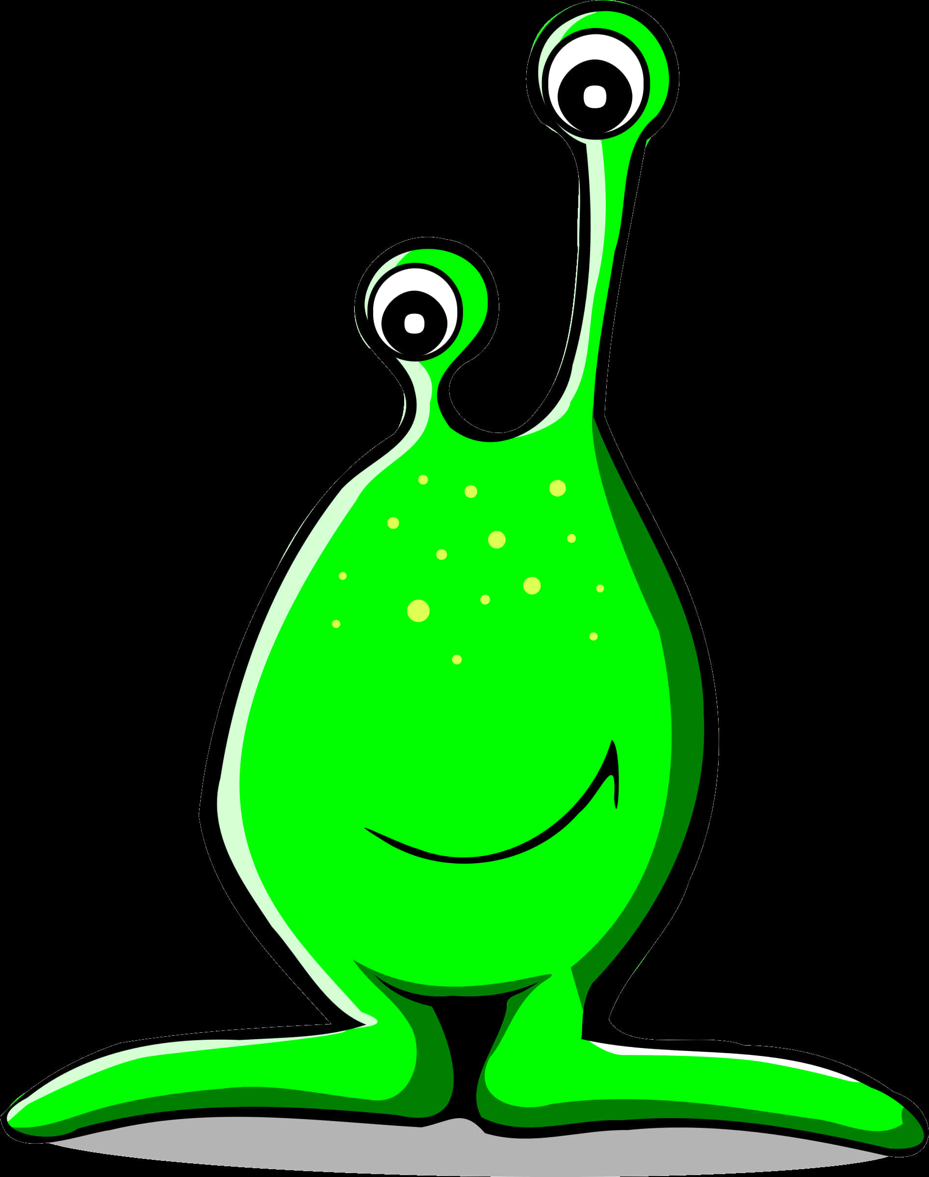 Green Cartoon Alien Smiling