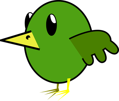 Green Cartoon Bird Vector