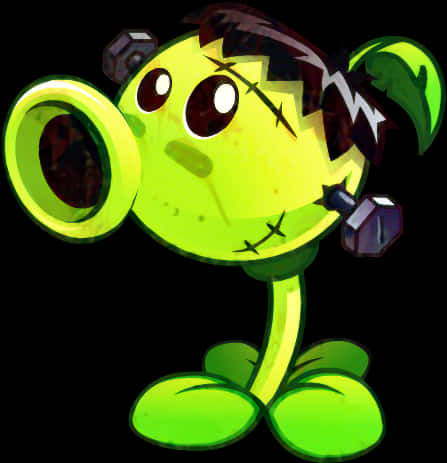Green Cartoon Characterwith Earphones