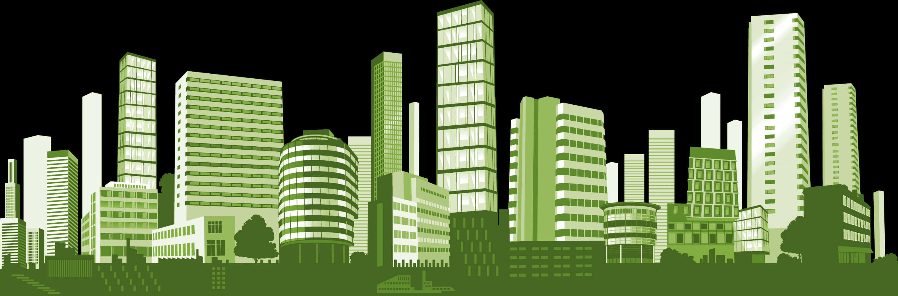 Green City Skyline Illustration