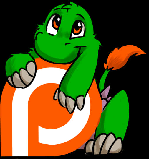 Green Dinosaur Orange Letter