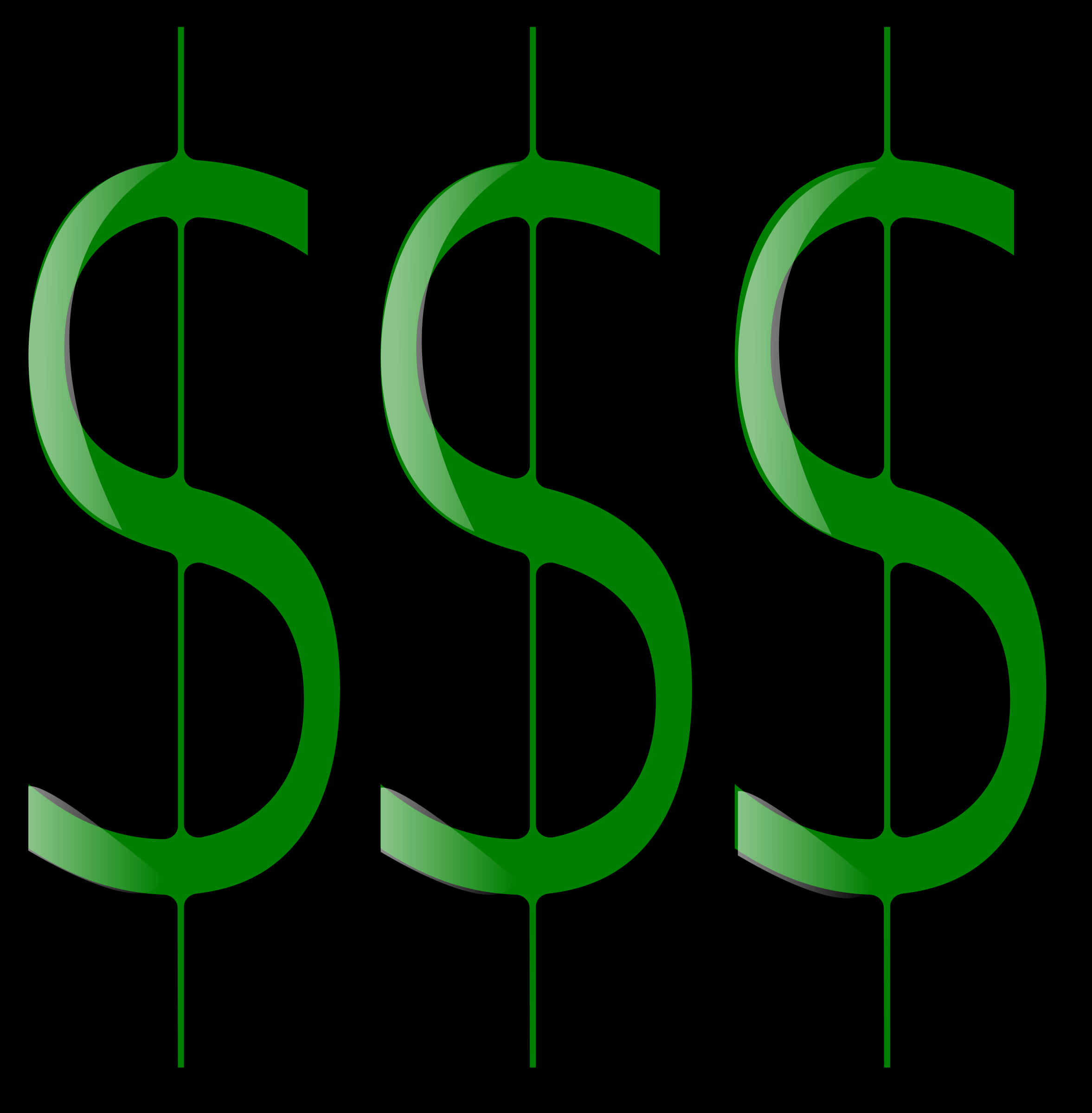 Green Dollar Signs Triple Array