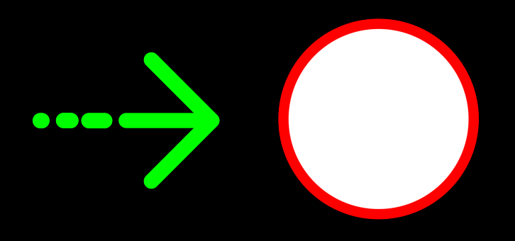 Green Dotted Arrow Red Circle