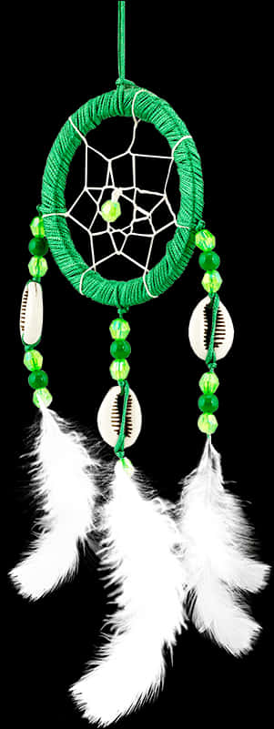 Green Dreamcatcher Black Background