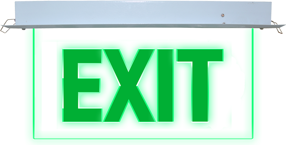 Green Exit Sign Damaged