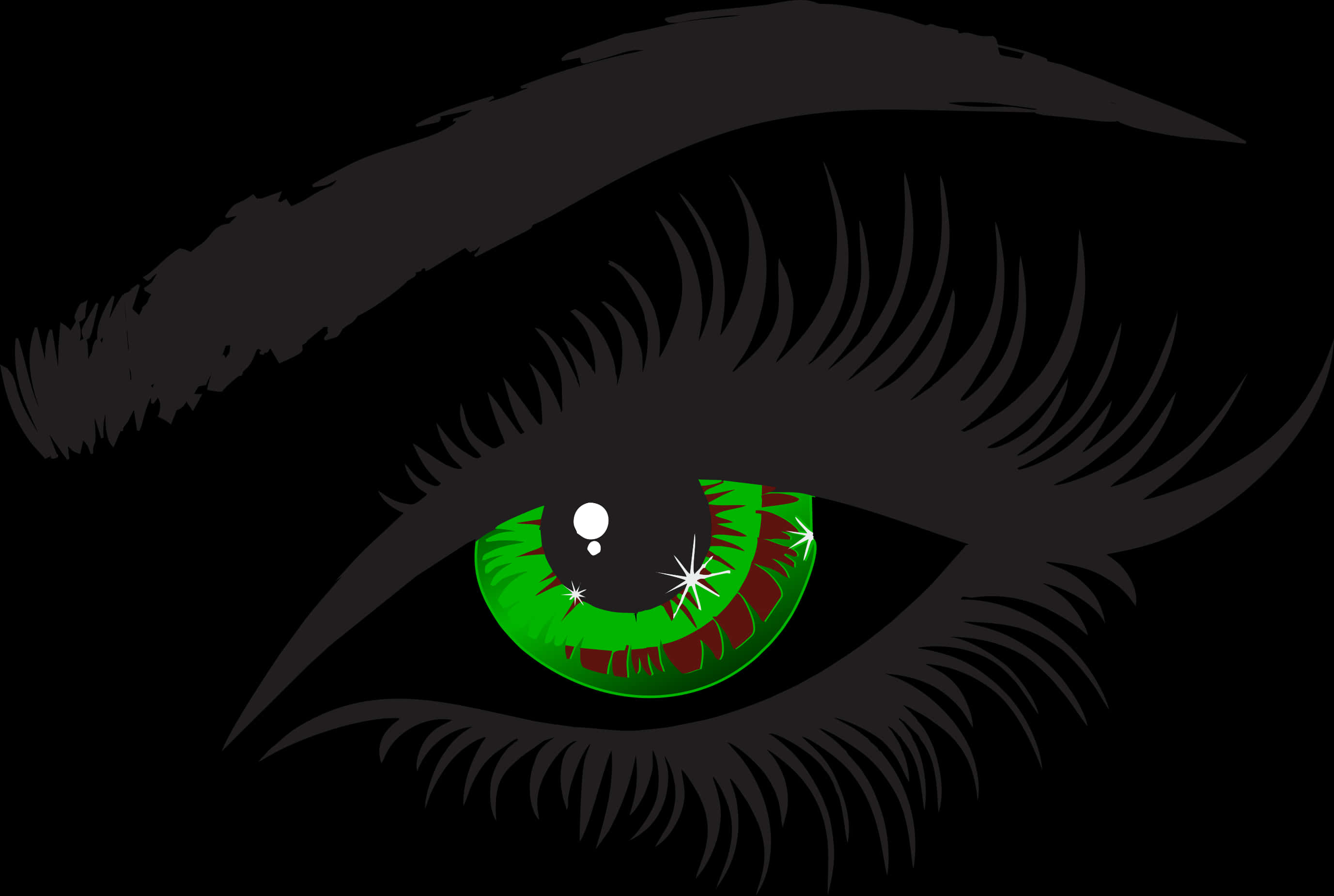 Green Eye Black Lashes Graphic