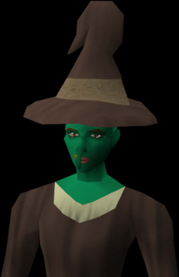 Green Faced Witchwith Hat