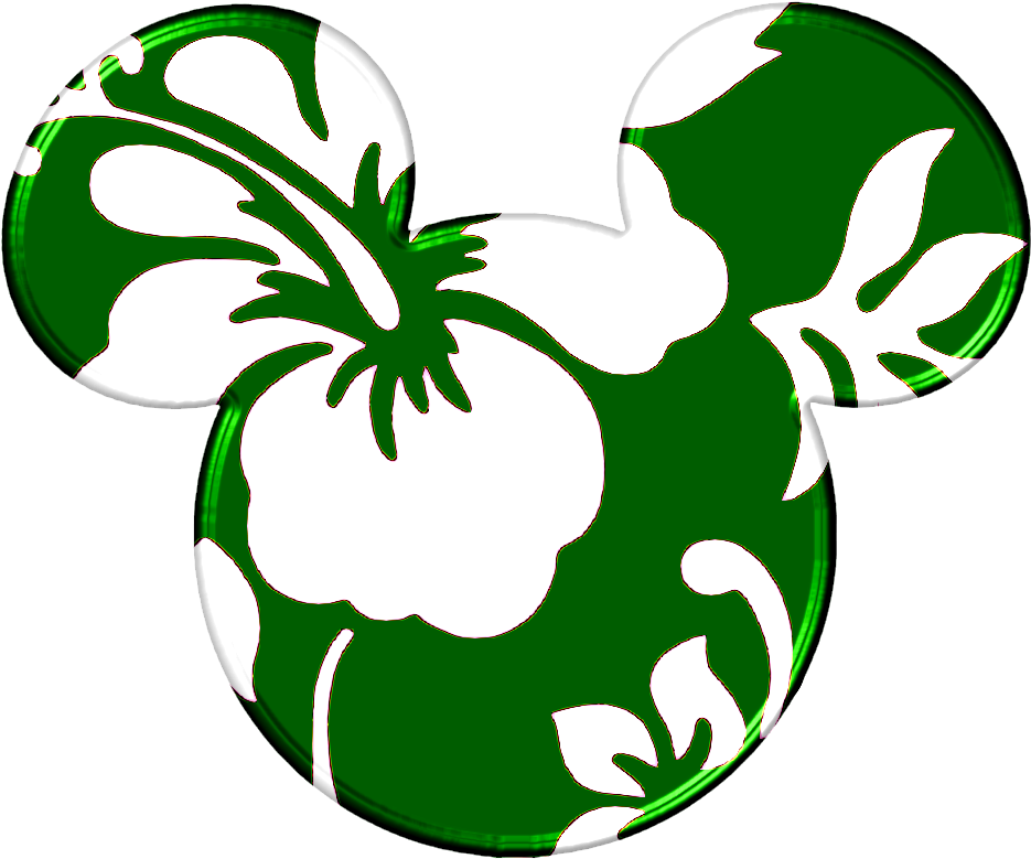 Green Floral Mickey Mouse Ears