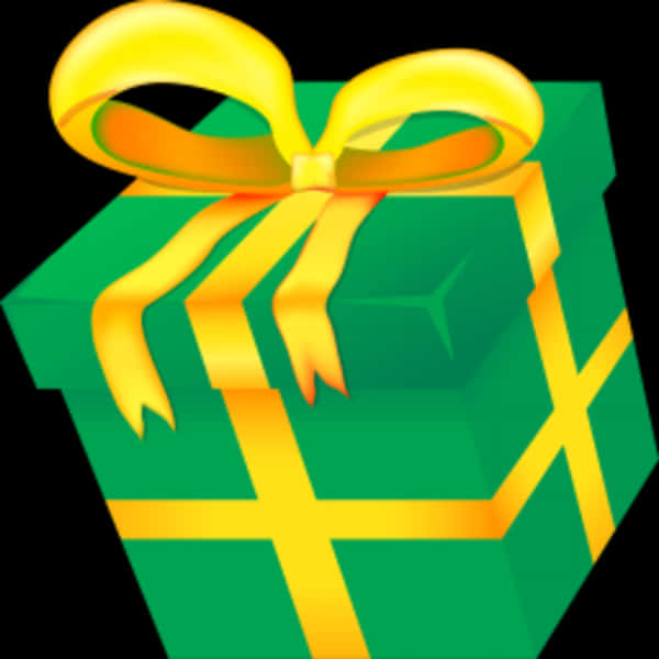 Green Gift Box Yellow Ribbon