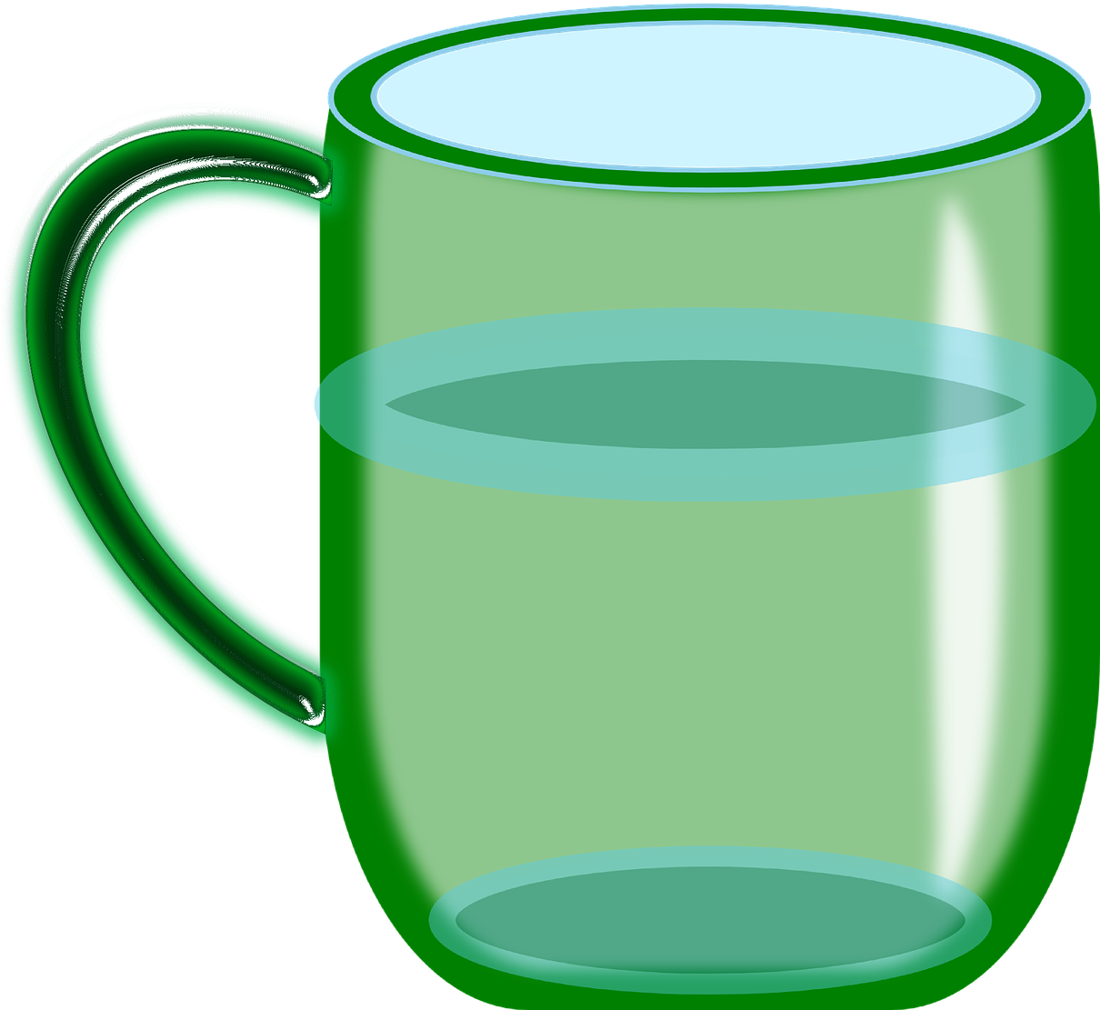 Green Glass Mug Fullof Water