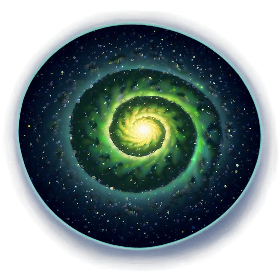 Green Gradient Spiral Galaxy Png Lpk