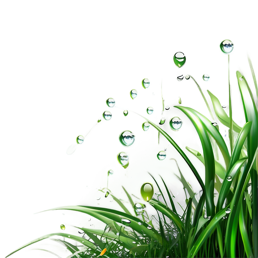 Green Grass With Dew Drops Png Qug41