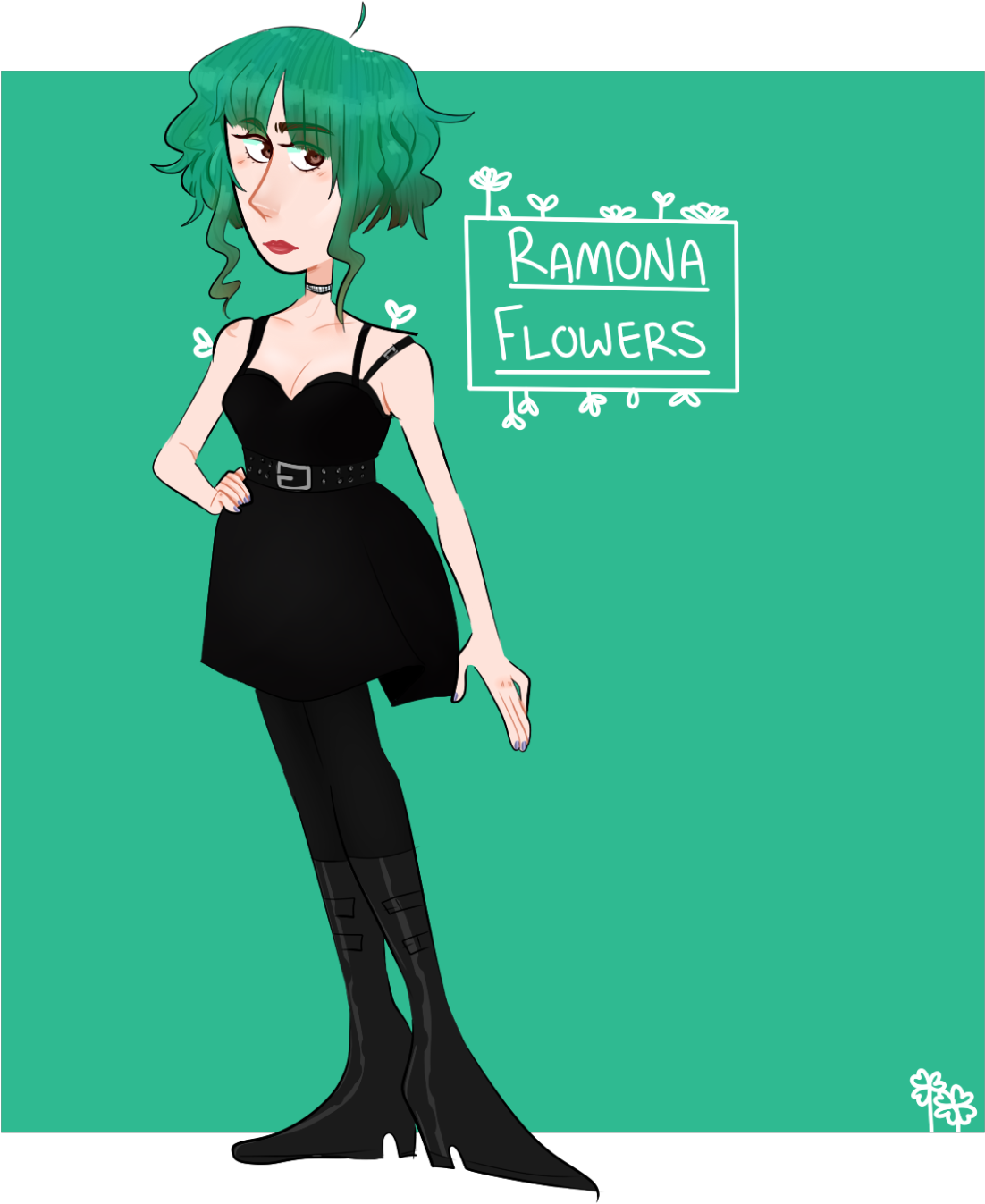 Green Haired Anime Character Illustration