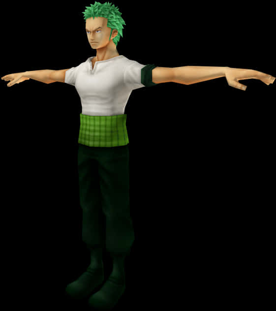 Green Haired Anime Character Pose