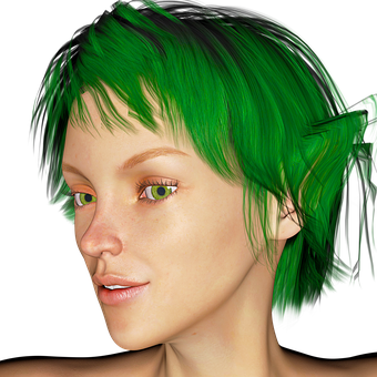 Green Haired Elf Portrait