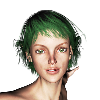 Green Haired Elf Portrait