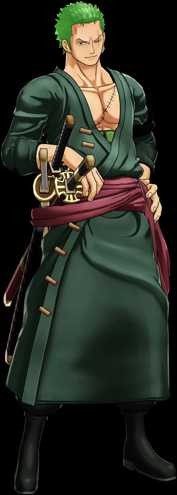 Green Haired Swordsman Anime Character