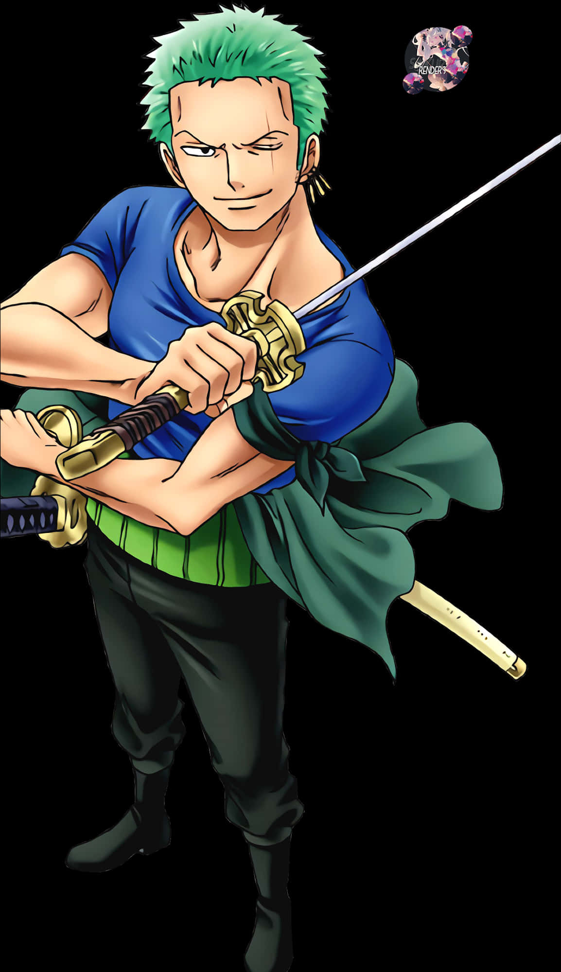 Green Haired Swordsman Anime Character