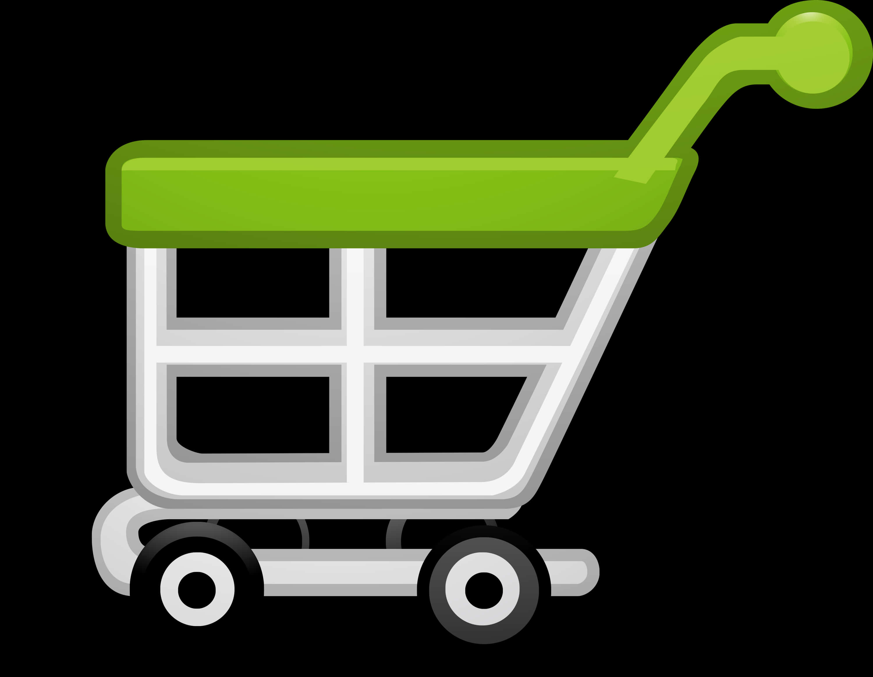 Green Handled Shopping Cart Icon