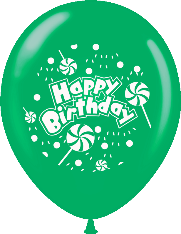 Green Happy Birthday Balloon